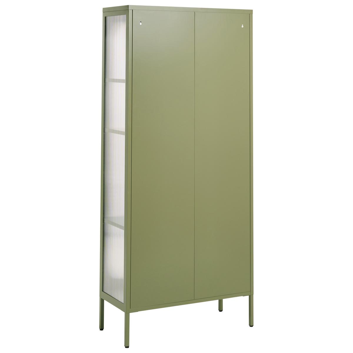 VITRINE mit Glastüren Metall 80 cm Grün Foxton - Grün, Metall (80/181/35cm) - Beliani
