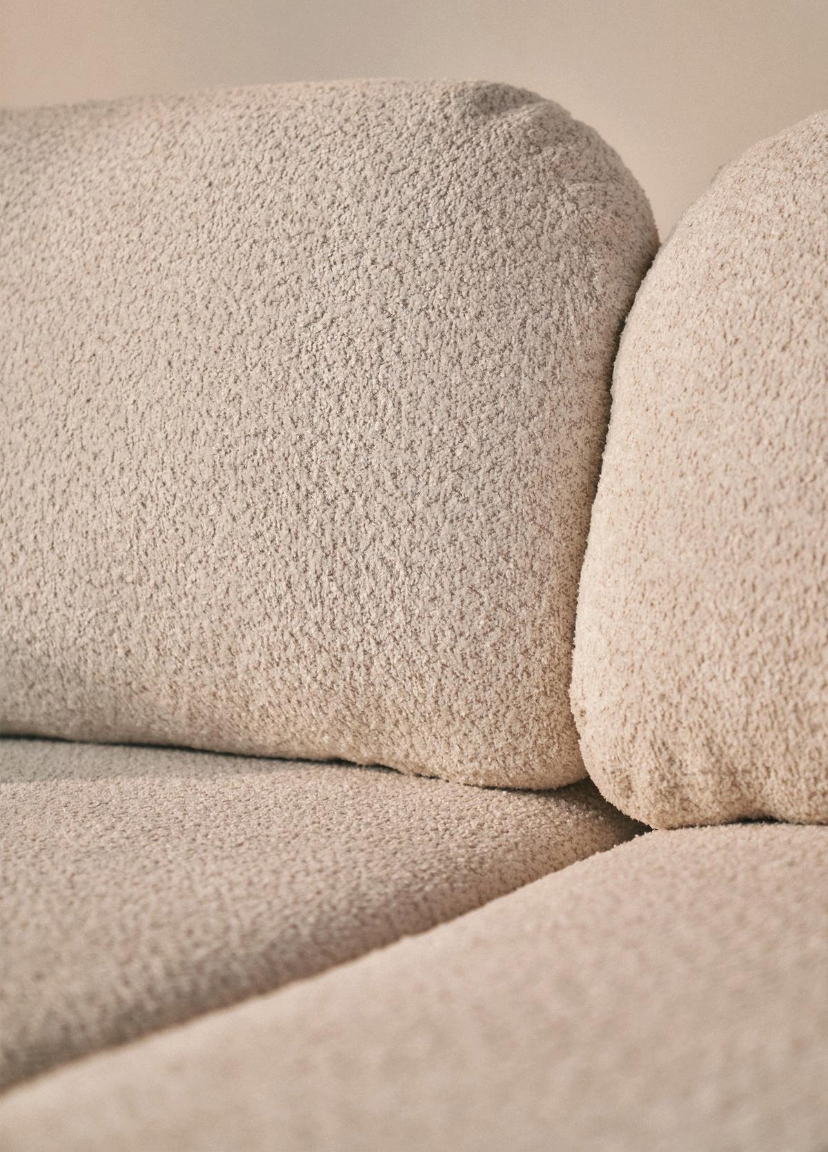 ECKSOFA Tvoya Hellbeige Bouclé - Ecru/Schwarz, Kunststoff/Textil (175/267cm) - Selsey