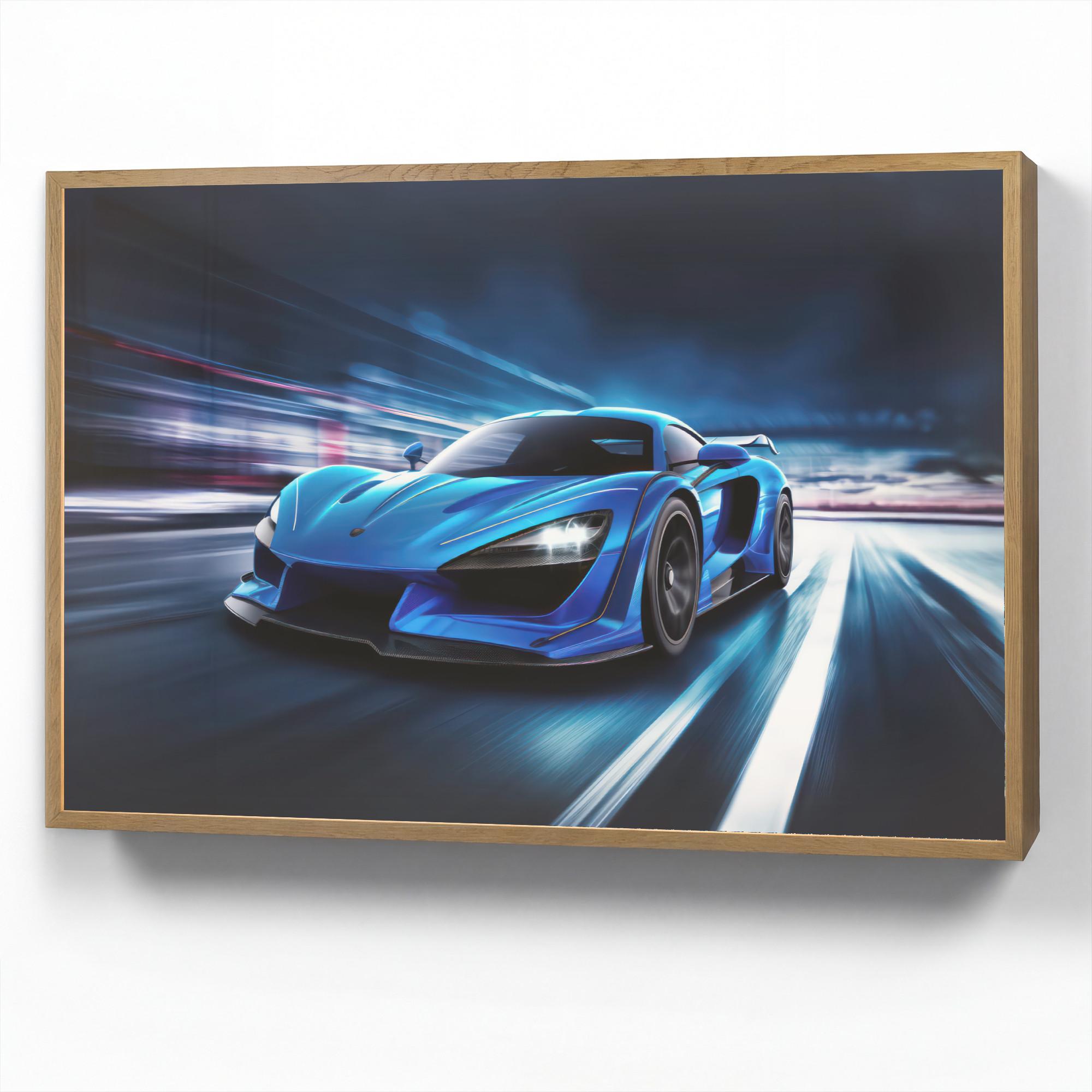 NACHTTISCHLAMPE MIT AKKU Auto - Blau - Jungen - Kind 100x70 cm - Blau, Holzwerkstoff (8/100/70cm) - OnlyWow