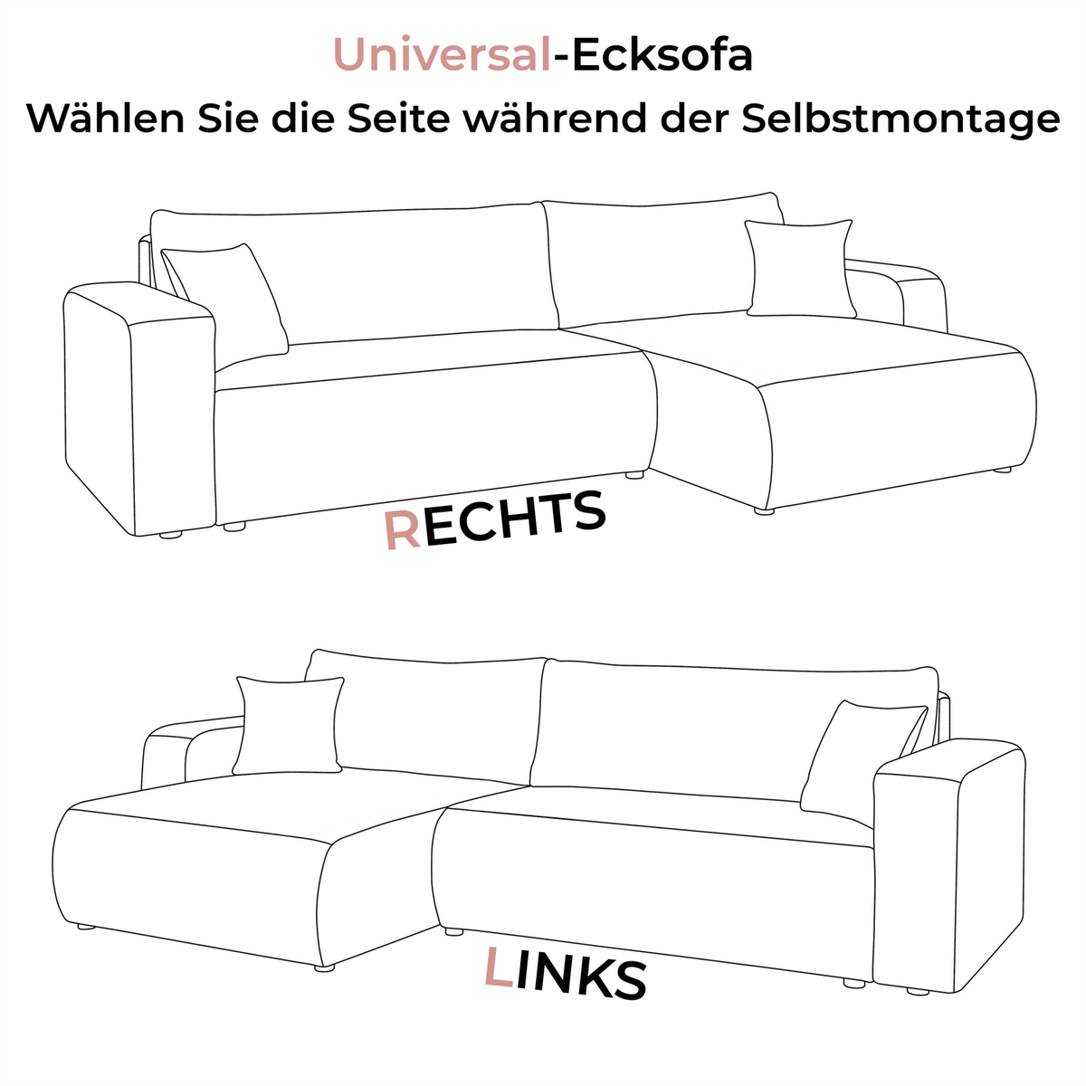 ECKSOFA VESPO L mit Schlaffunktion und Bettkasten - Ecru, Textil (247/143cm) - Lookway