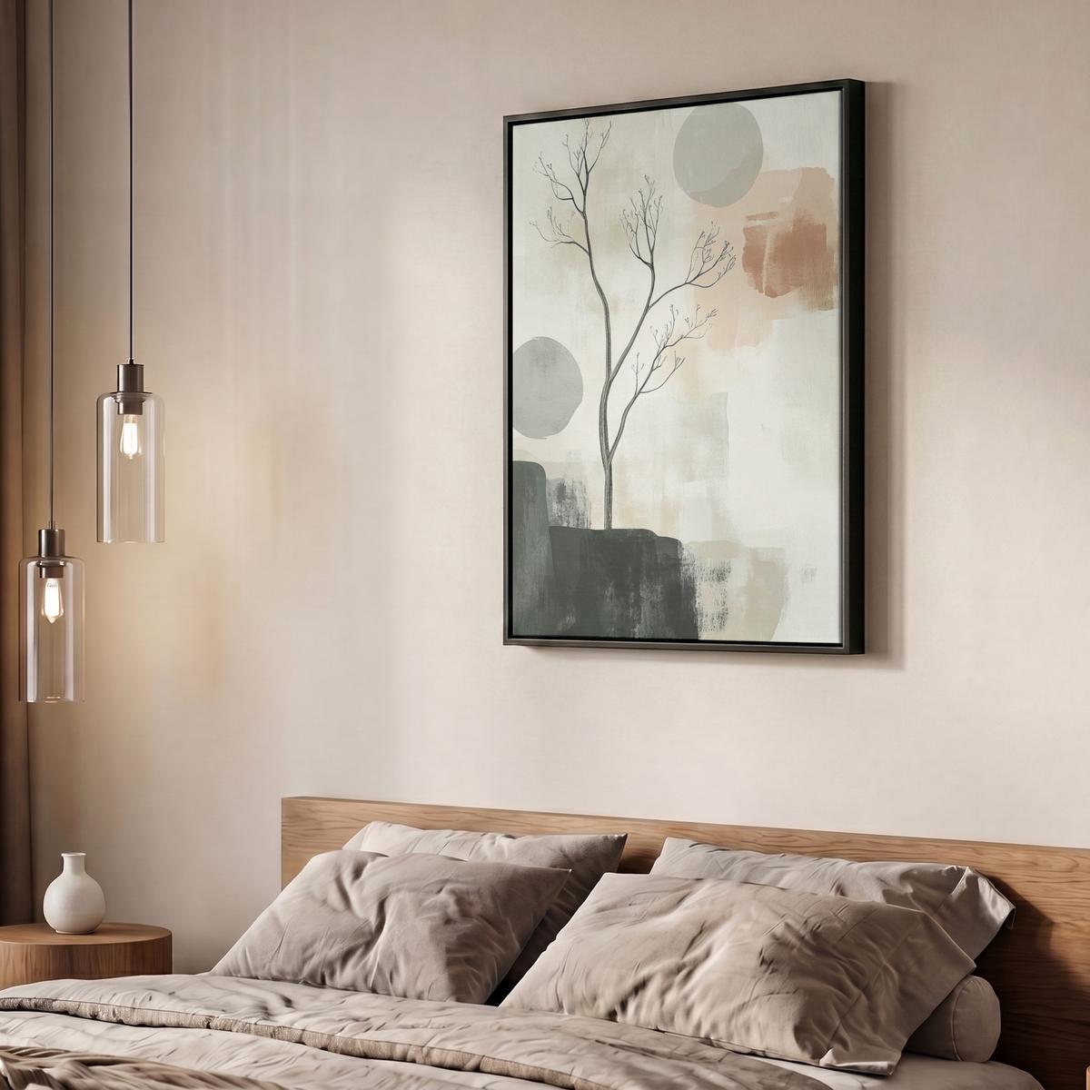 LEINWAND Bilder mit Rahmen - Wabi sabi - Beige - Pflanze - 50x70 - Sandfarben, Textil (50/70cm) - MuchoWow