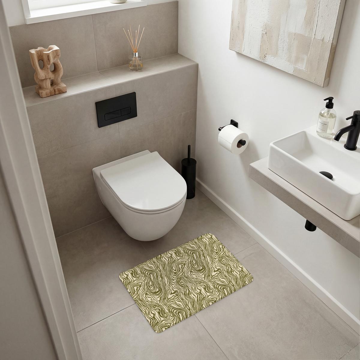 BADEMATTE Abstrakt - Marmor - Grün 60x40 cm - Dunkelgrün, Textil (60/40cm) - OnlyWow