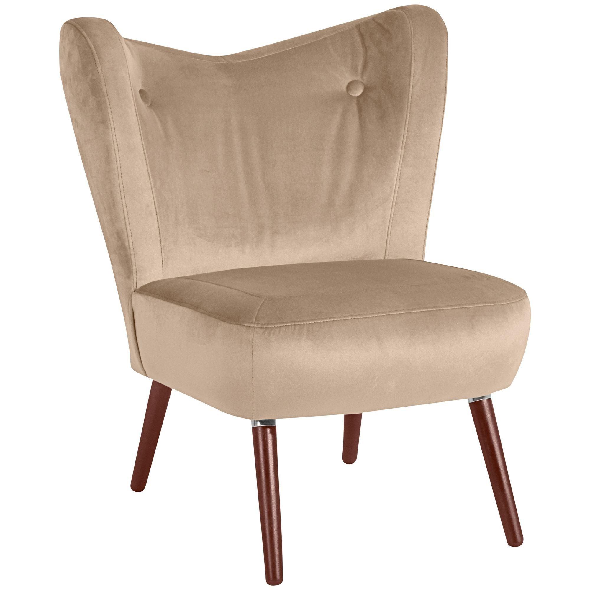 SESSEL Kathy Bezug Samtvelours Buche nussbaum dunkel / sand - Gelb, Kunststoff (70/86/69cm) - 58aufmkessel