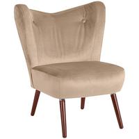 SESSEL Kathy Bezug Samtvelours Buche nussbaum dunkel / sand - Gelb, Kunststoff (70/86/69cm) - 58aufmkessel
