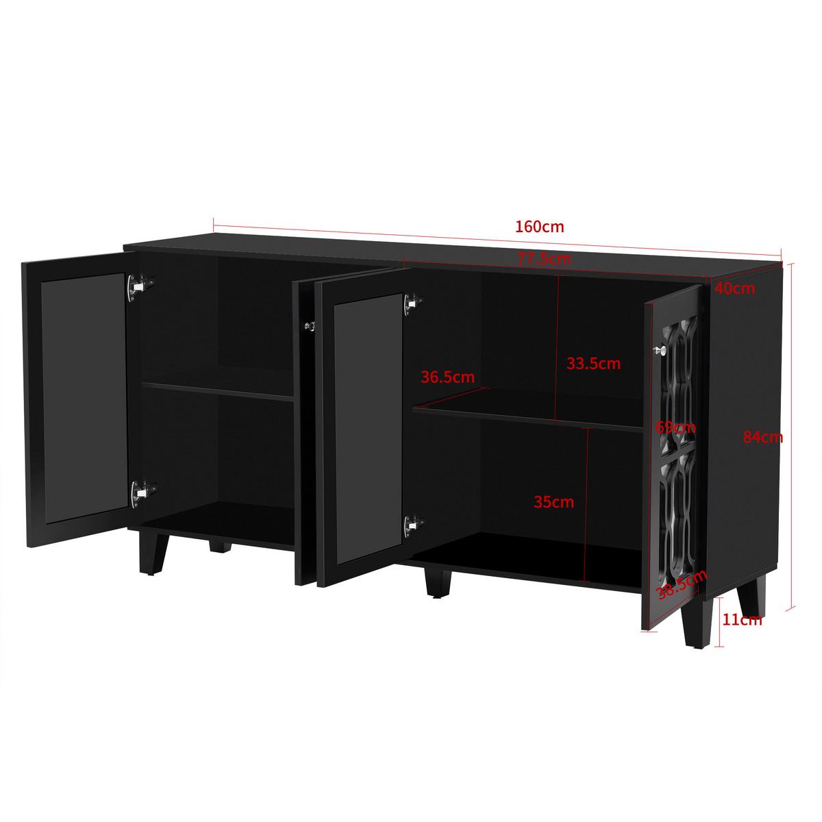 SIDEBOARD Black 160/40/84 cm - Schwarz, Holz (160/84/40cm) - Urban Meuble