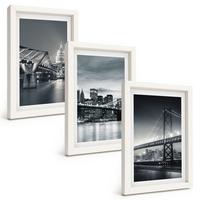 BILDER SET 3er Set - 20x30 cm Weißer Rahmen - Brücken, Stadtarchitektur, Grau - Weiß, Kunststoff (20/30cm) - TULUP