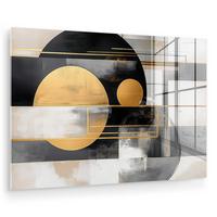 ACRYLGLASBILD Abstrakt - Gold - Silber - Formen - Ästhetisch - Modern Wanddeko 60x40 cm - Goldfarben, Glas (60/40cm) - MuchoWow