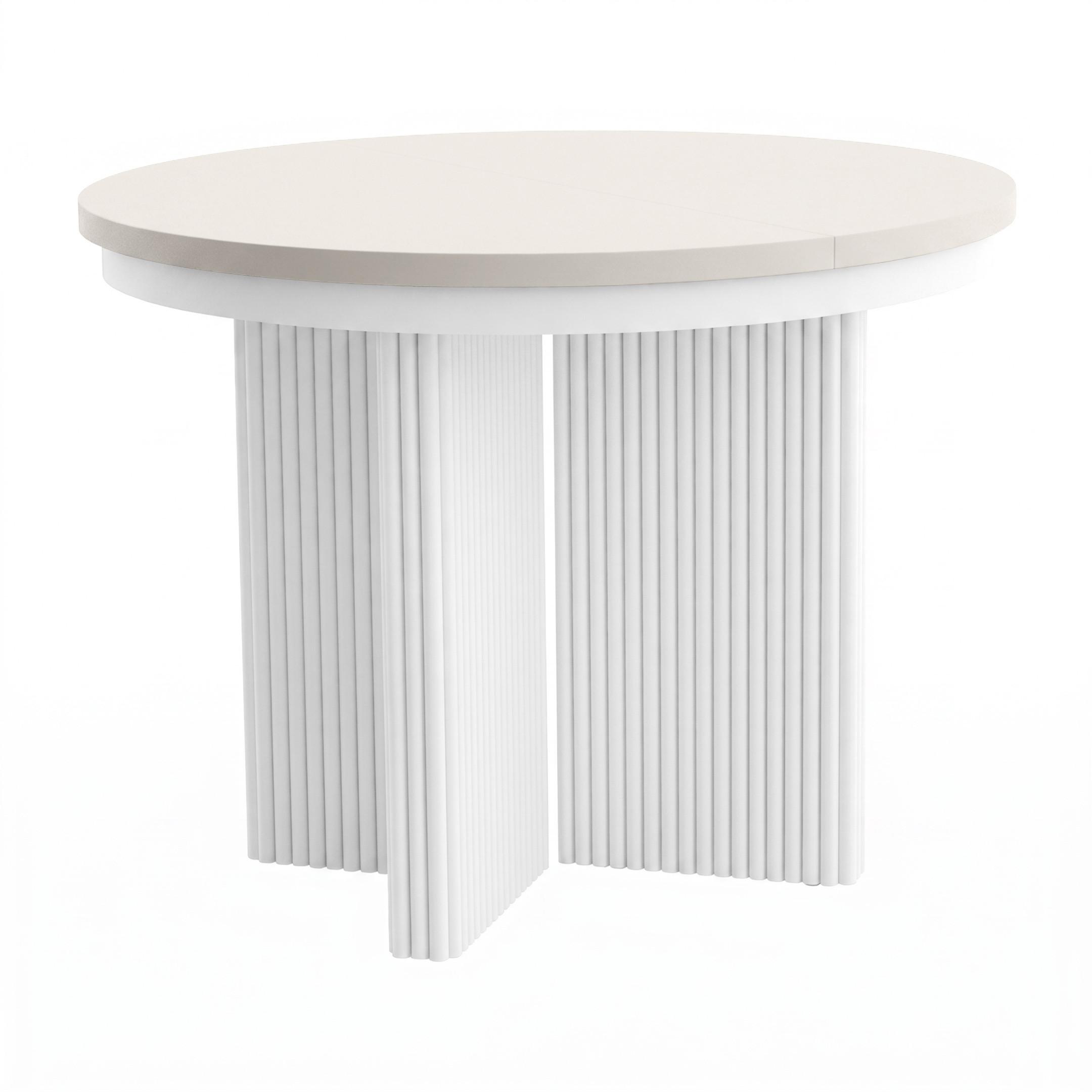 ESSTISCH Prestige runder Design-Tisch, ausziehbar Ø 100–180 cm, Kaschmir+Weiß - Kaschmir/Weiß, Metall (100/100/77cm) - Beautysofa