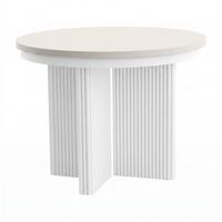 ESSTISCH Prestige runder Design-Tisch, ausziehbar Ø 100–180 cm, Kaschmir+Weiß - Kaschmir/Weiß, Metall (100/100/77cm) - Beautysofa