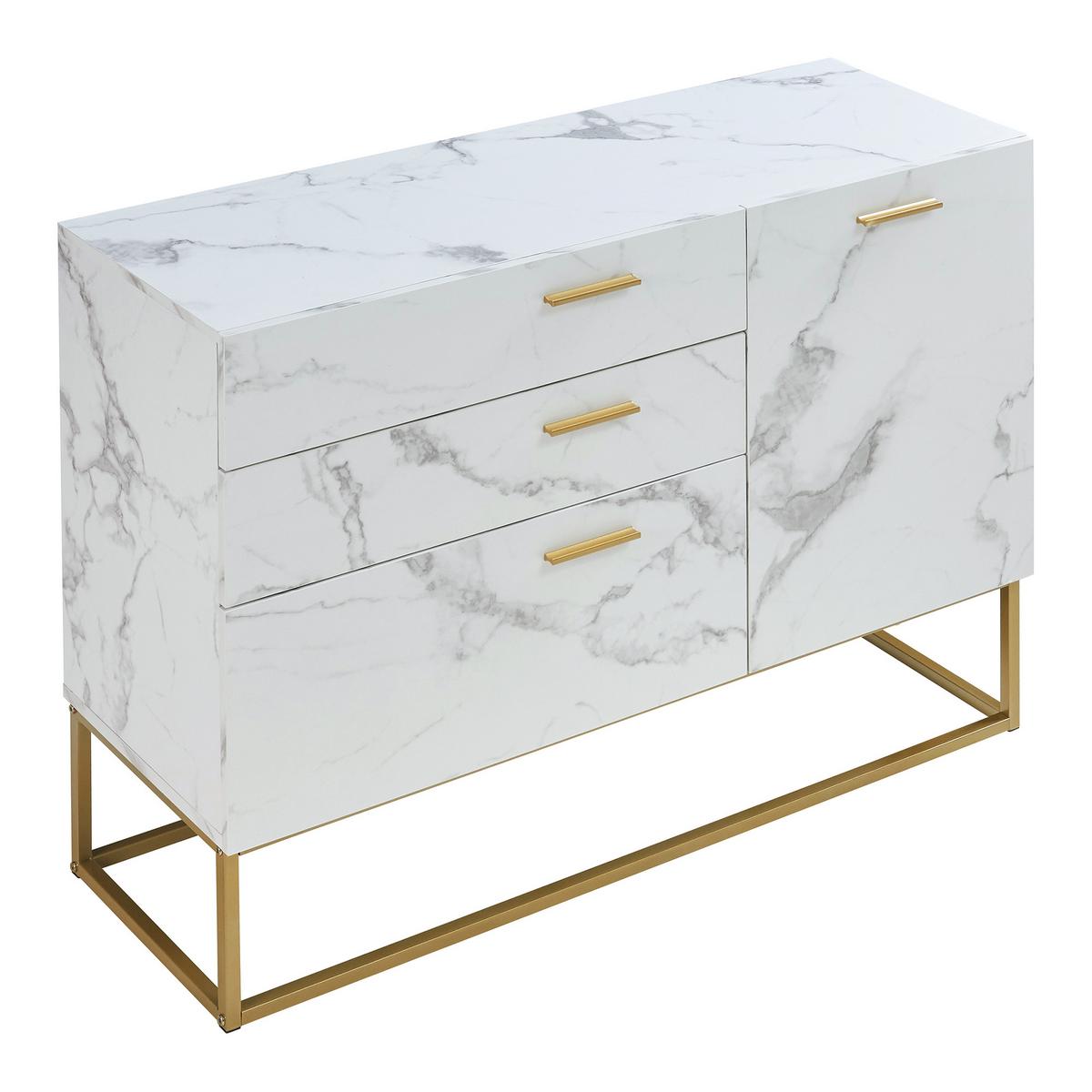SIDEBOARD Lavangen - Goldfarben/Weiß, Holzwerkstoff/Metall (100/75/35cm) - [en.casa]