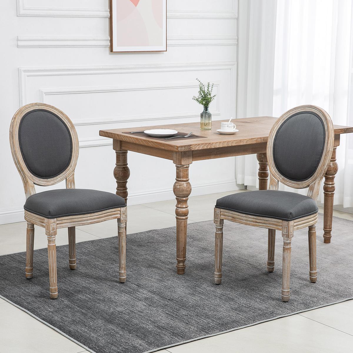ESSZIMMERSTUHL 2er Set Schaumstoff Gummiholz Grau Natur - Naturfarben/Grau, Holz/Textil (56/96/49cm) - HOMCOM
