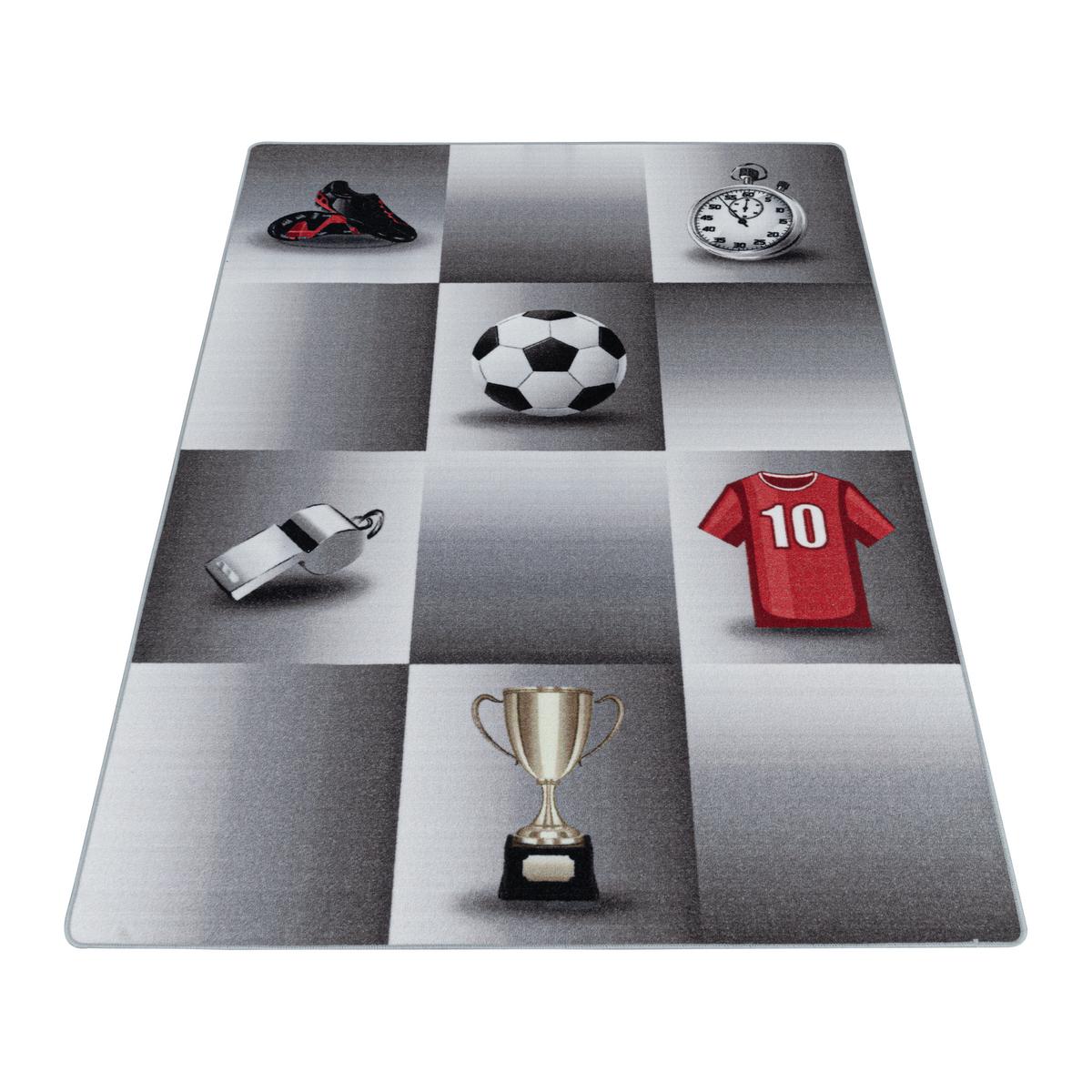 KINDERTEPPICH TRAUN, mit Fußball-Motiv, Grau, 160 x 230 cm - Grau, Textil (230/160cm) - KADIMA DESIGN