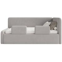 KINDERBETT Fanko Samt Hellgrau 90x200 cm - Hellgrau/Schwarz, Kunststoff/Textil (90/200cm) - Selsey