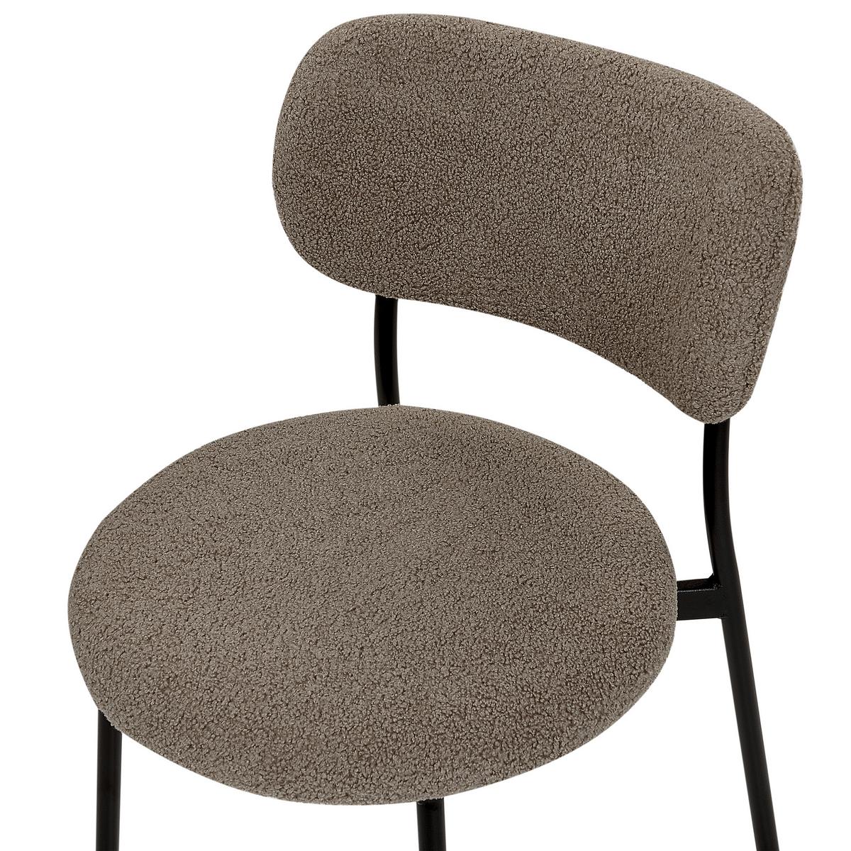 ESSZIMMERSTUHL 2er-Set Bouclé taupe/schwarz Casey - Beige/Schwarz, Textil (43/76/44cm) - Beliani