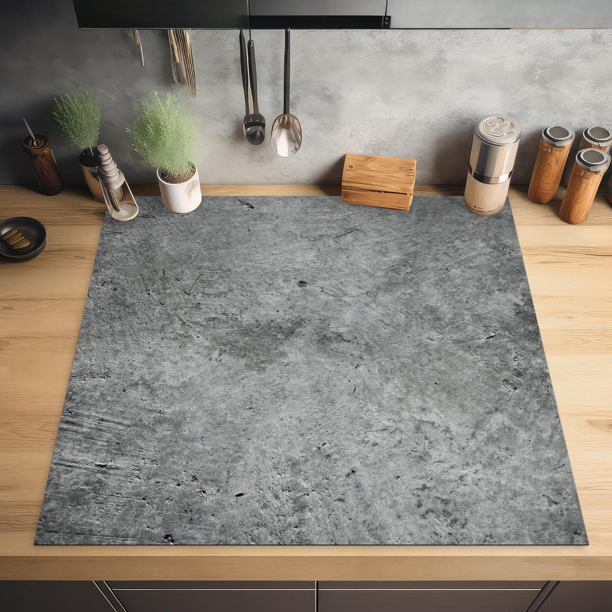 HERDABDECKPLATTE Beton - Schiefer - Grau -Betonstruktur Induktionsmatte 78x78 cm - Grau, Kunststoff (78/78/0.2cm) - MuchoWow