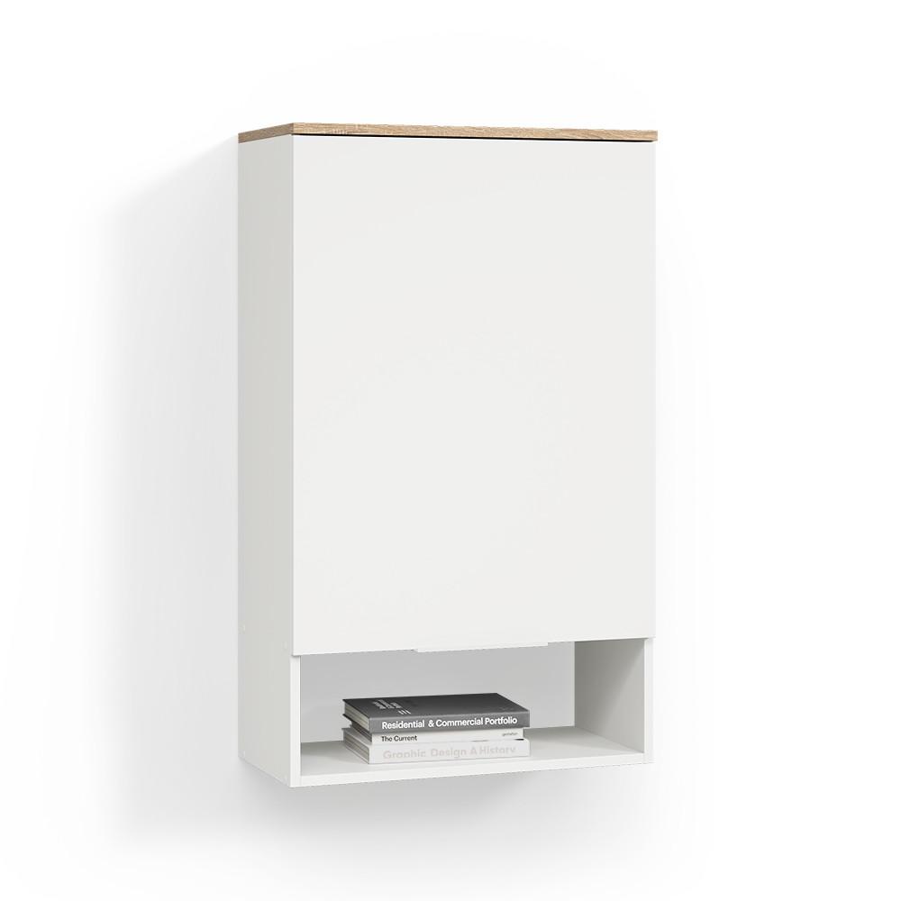 HÄNGESCHRANK Piave Weiß/Sonoma 60 x 100 cm mit Tür - Weiß/Sonoma Eiche, Holzwerkstoff (60/100/30cm) - Livinity®