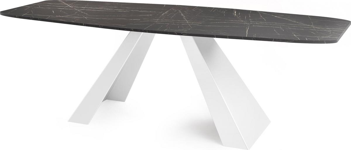ESSTISCH Monte Weiß rechteckig ausziehbar, Marmor Schwarz 160-200/80/76 cm - Anthrazit/Weiß, Holzwerkstoff/Metall (80/198/76cm) - WFL GROUP