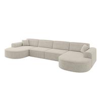 WOHNLANDSCHAFT MARI-U2 - 388x171x79 cm Beige Tissu - Beige/Schwarz, Holzwerkstoff/Kunststoff (388/79/171cm) - ALTDECOR