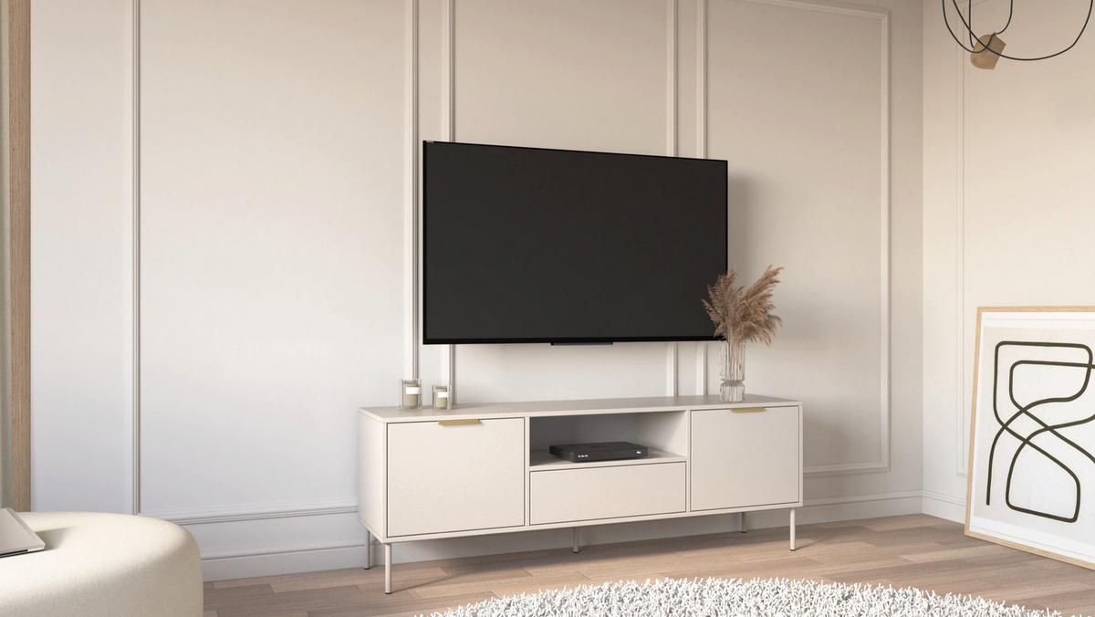 TV-LOWBOARD Vena 2-türig mit Schublade & Fach, Kaschmir, 160 cm - Kaschmir/Goldfarben, Holzwerkstoff/Kunststoff (160/57/40cm) - Selsey
