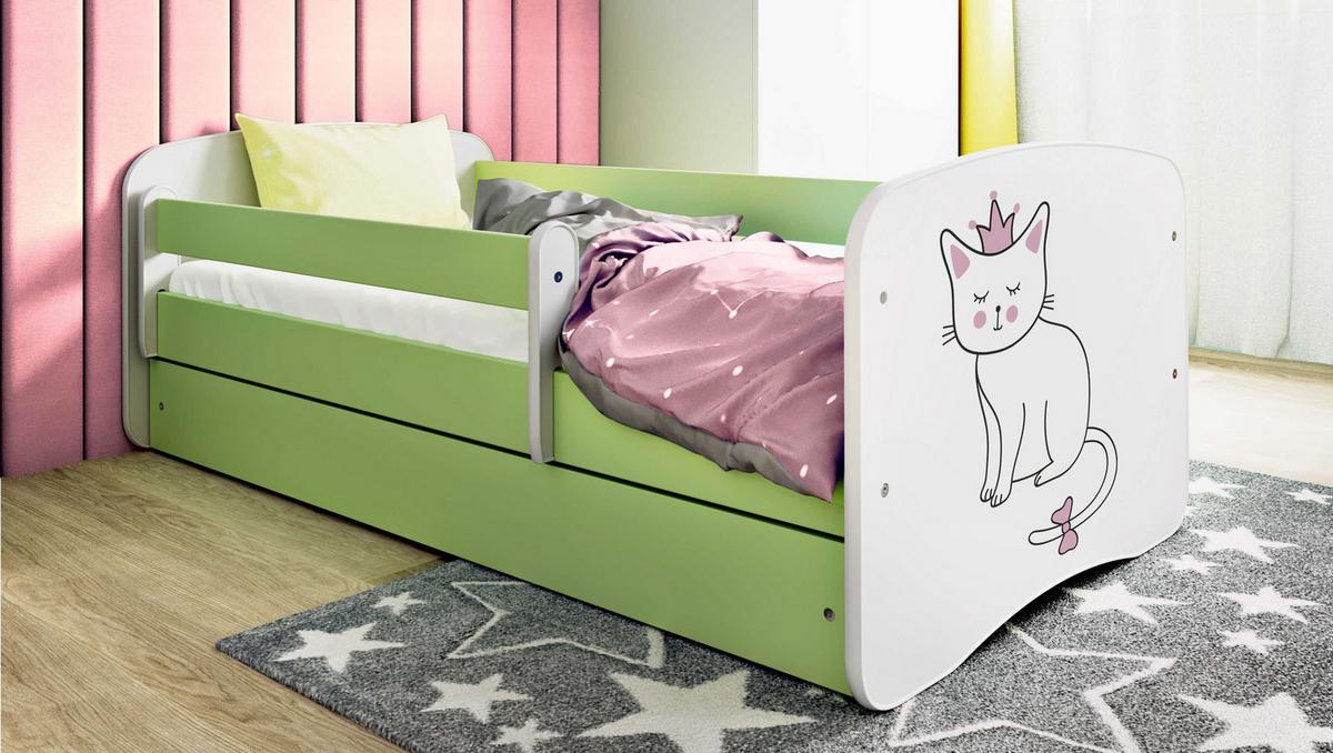 KINDERBETT Emily mit Schublade und Matratze, Grün 80x180 cm - Altrosa, Holzwerkstoff (180/80cm) - WFL GROUP