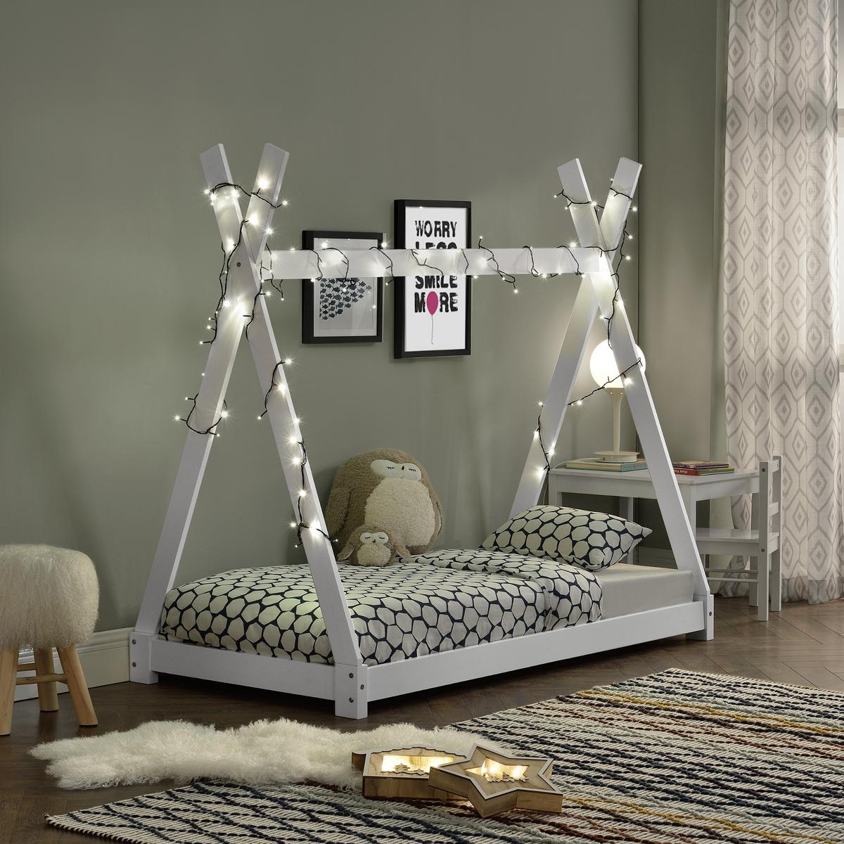 KINDERBETT Onejda - Weiß, Holz (80/160cm) - [en.casa]