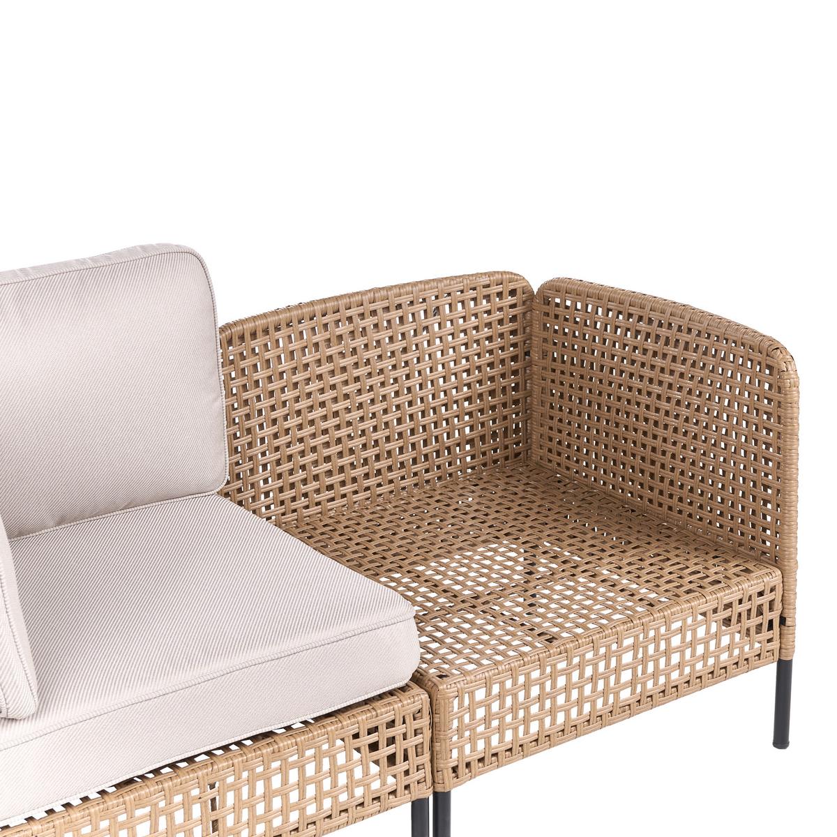 GARTENSOFA 2-Sitzer Polyrattan Hellbeige Omegana - Beige/Schwarz, Kunststoff (140/80/68cm) - Beliani