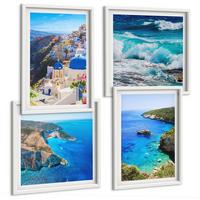 BILDER SET 4er Set - 50x50 cm & 40x60 cm Weißer Rahmen - Griechische Ansichten von Santorin Oia - Weiß, Kunststoff (50/50cm) - TULUP