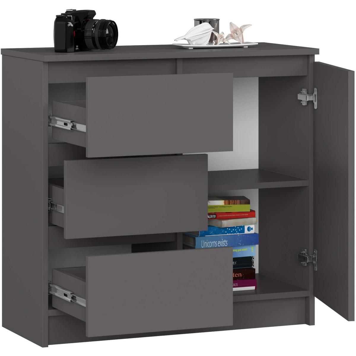 KOMMODE Graphit Grau 77/80/35 - Graphitfarben, Holzwerkstoff (80/77/35cm) - RAUMHIRSCH FURNITURE