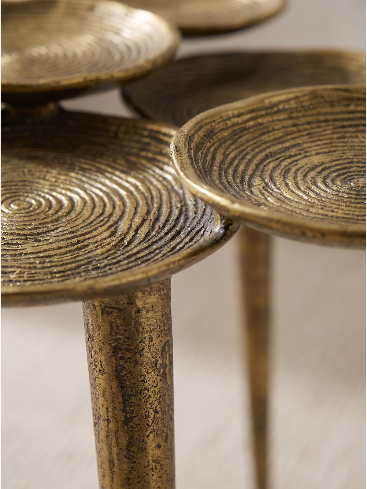 BEISTELLTISCH CARMONA, Aluminium, mit Ablagen, Gold, Ø 46 x 55 cm - Goldfarben, Metall (46/46/55cm) - KADIMA DESIGN