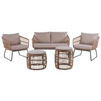 GARTENMÖBEL-SET 4-Sitzer Rattan Beige Ravello - Beige, Kunststoff - Beliani