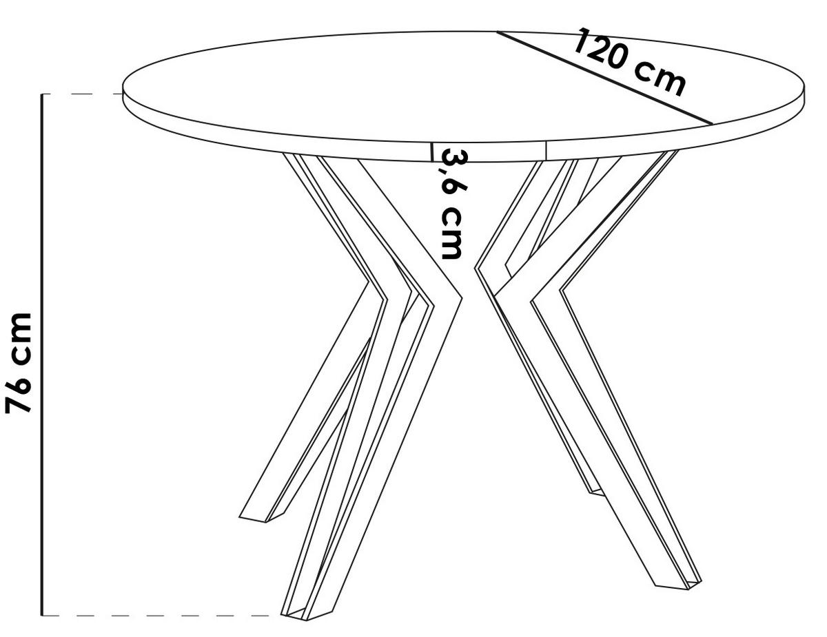 ESSTISCH Revena runder ausziehbarer, Lancelot Eiche 120-200/120/76 cm - Eichefarben/Schwarz, Holzwerkstoff/Metall (120/200/76cm) - WFL GROUP