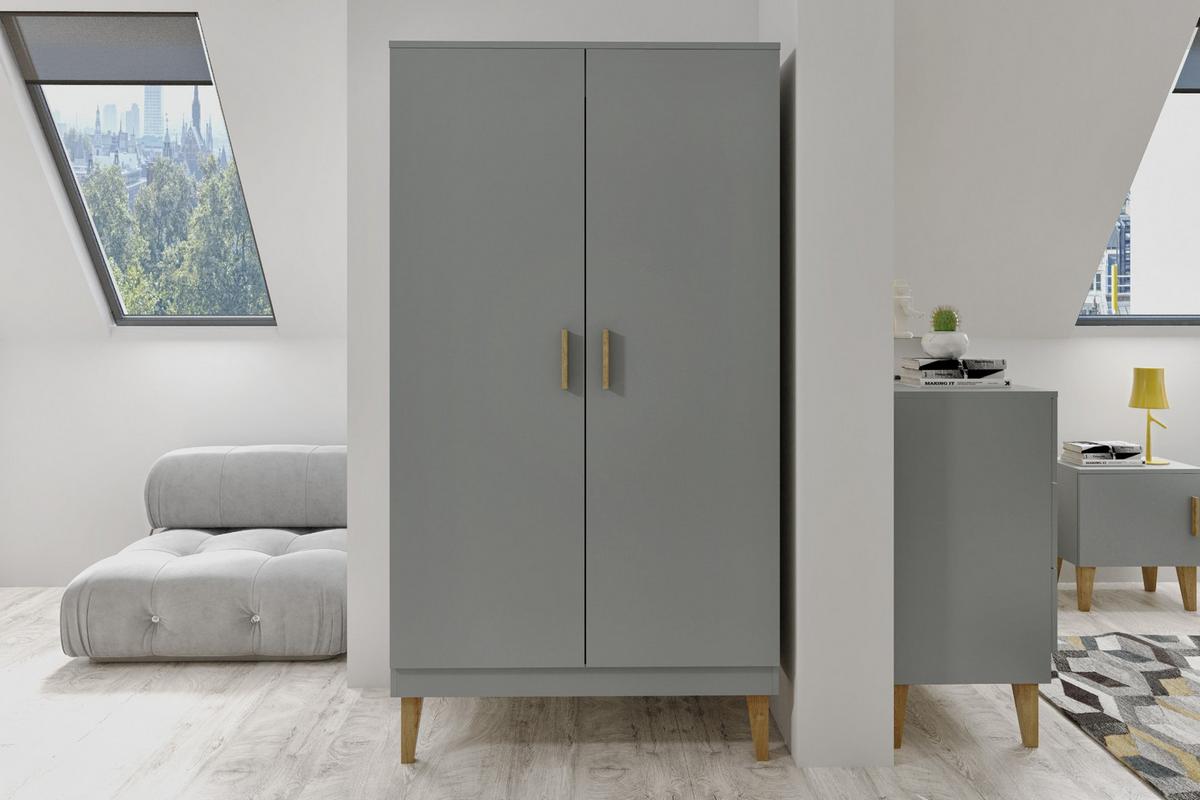 KINDERKLEIDERSCHRANK Kubi - Grau, Holzwerkstoff (55/184/100cm) - RAUMHIRSCH FURNITURE