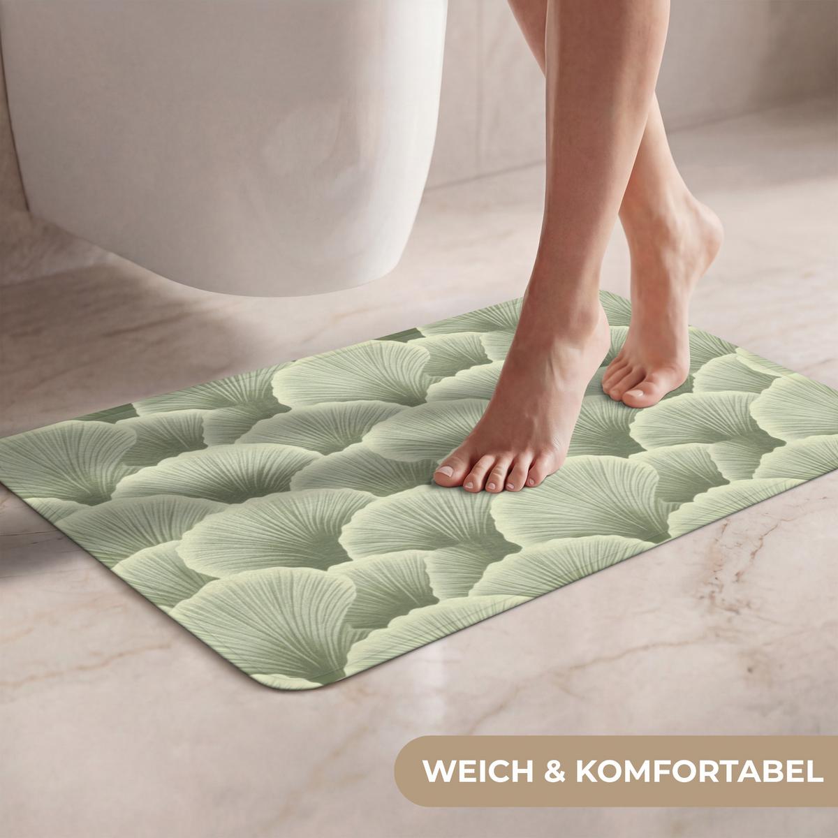 WC-VORLEGER Fächer - Blatt - Grün Toilettenvorleger 60x40 cm - Pastellgrün, Textil (60/1cm) - OnlyWow