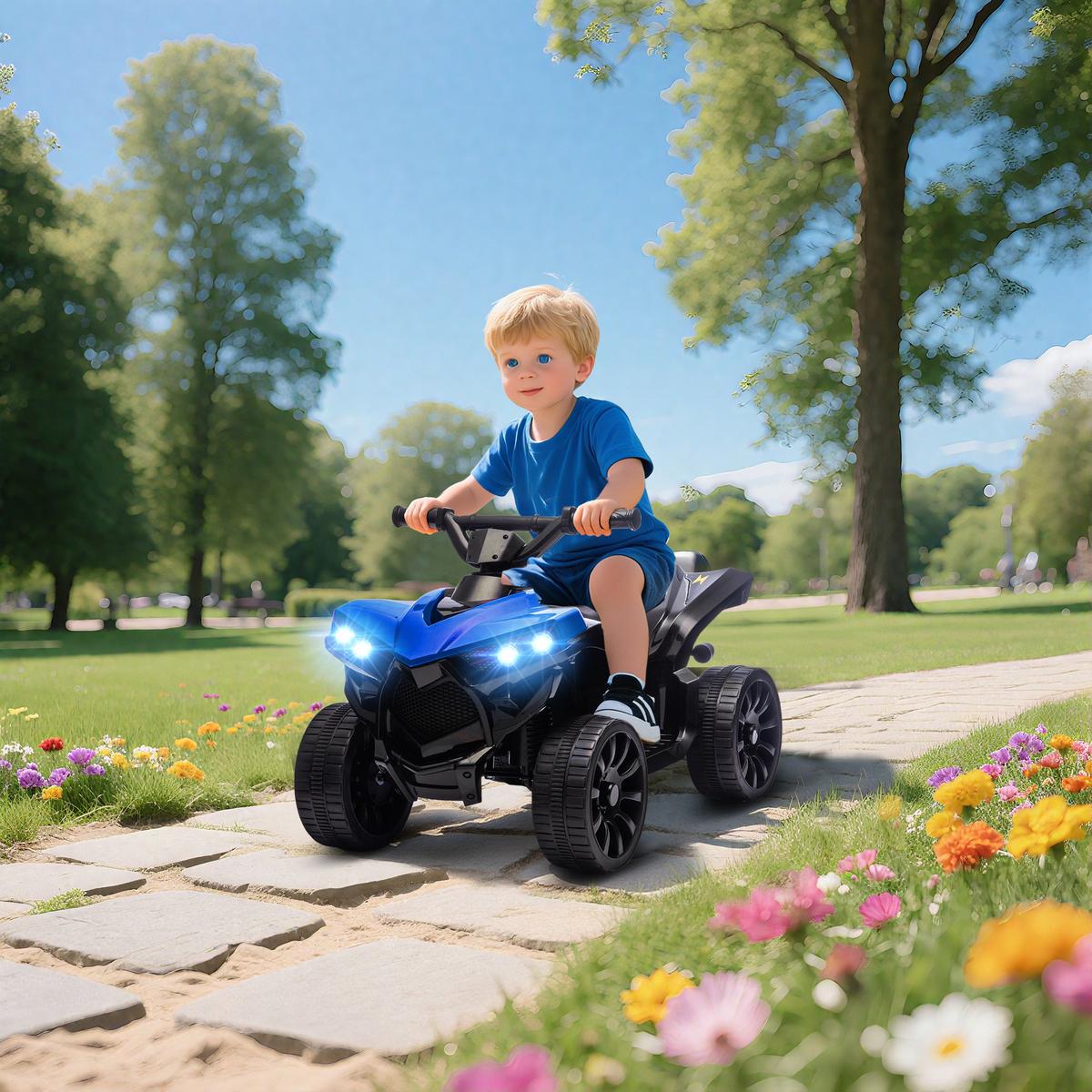 KINDER QUAD mit Scheinwerfer Blau - Blau, Metall (70/42/45cm) - AIYAPLAY