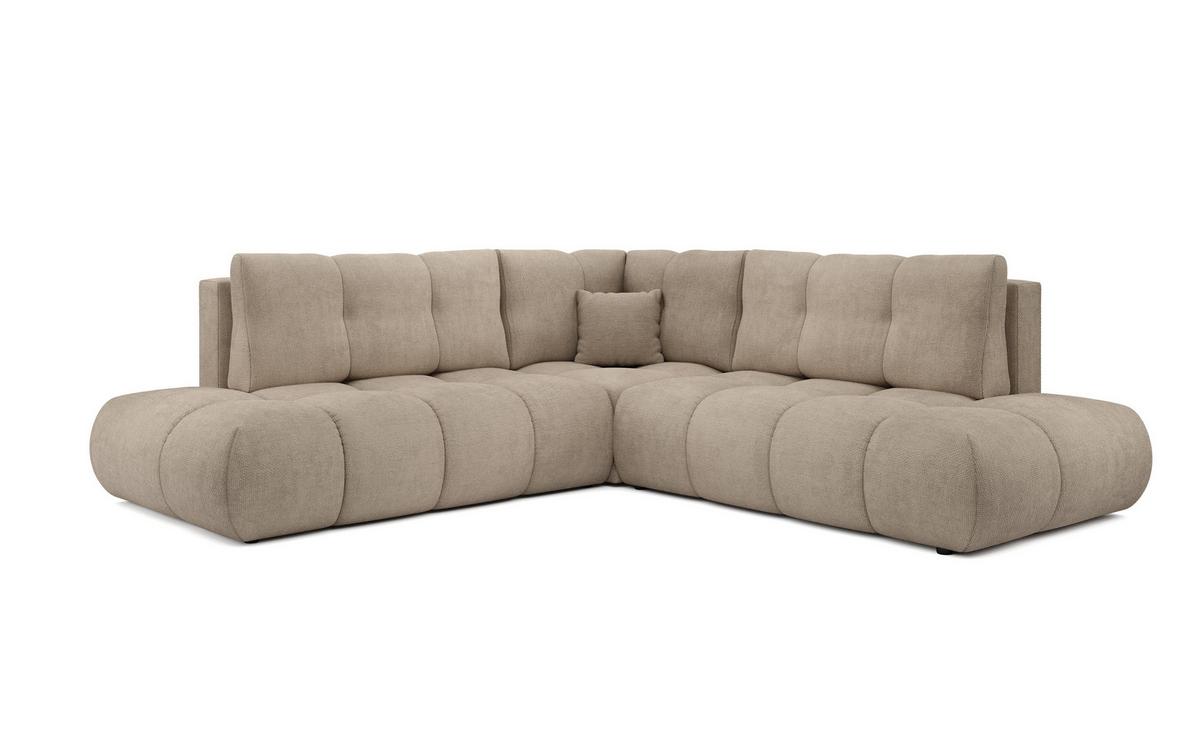 ECKSOFA DUCA II R-S Grau Chenille mit Schlaffunktion - Sandfarben, Holz (266.5/266.5cm) - MASSENO