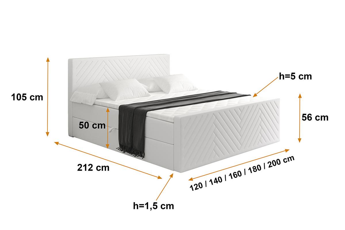 BOXBETT mit Matratze und Lattenrost - VEXA-Z - 160x200 - Weiß Kunstleder - Weiß, Holzwerkstoff (160/200cm) - ALTDECOR