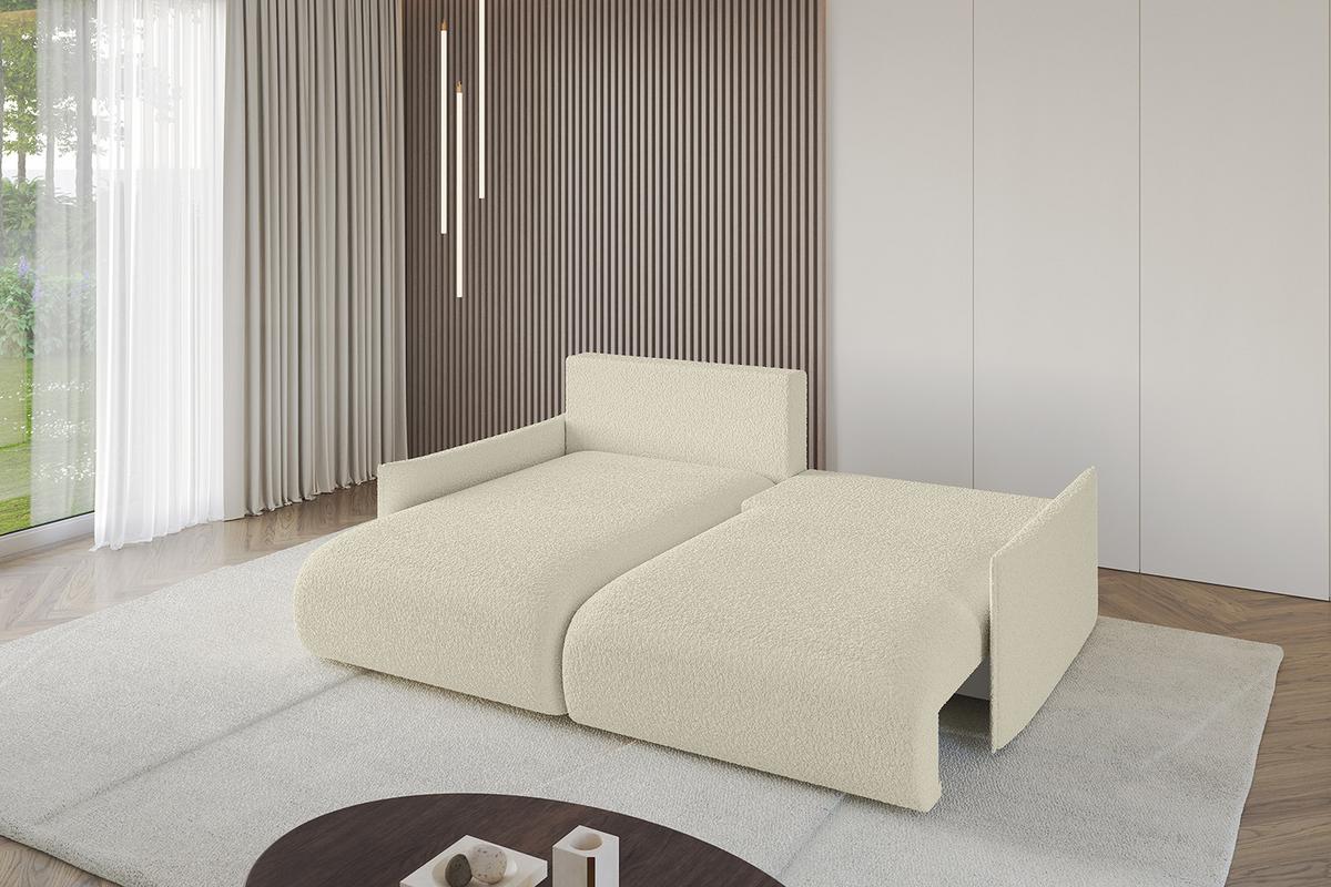 ECKSOFA Ottomane links ONESK-L -v1 216x177x72 Beige Bouclé - Hellbraun/Creme, Holzwerkstoff/Kunststoff (216/177cm) - ALTDECOR