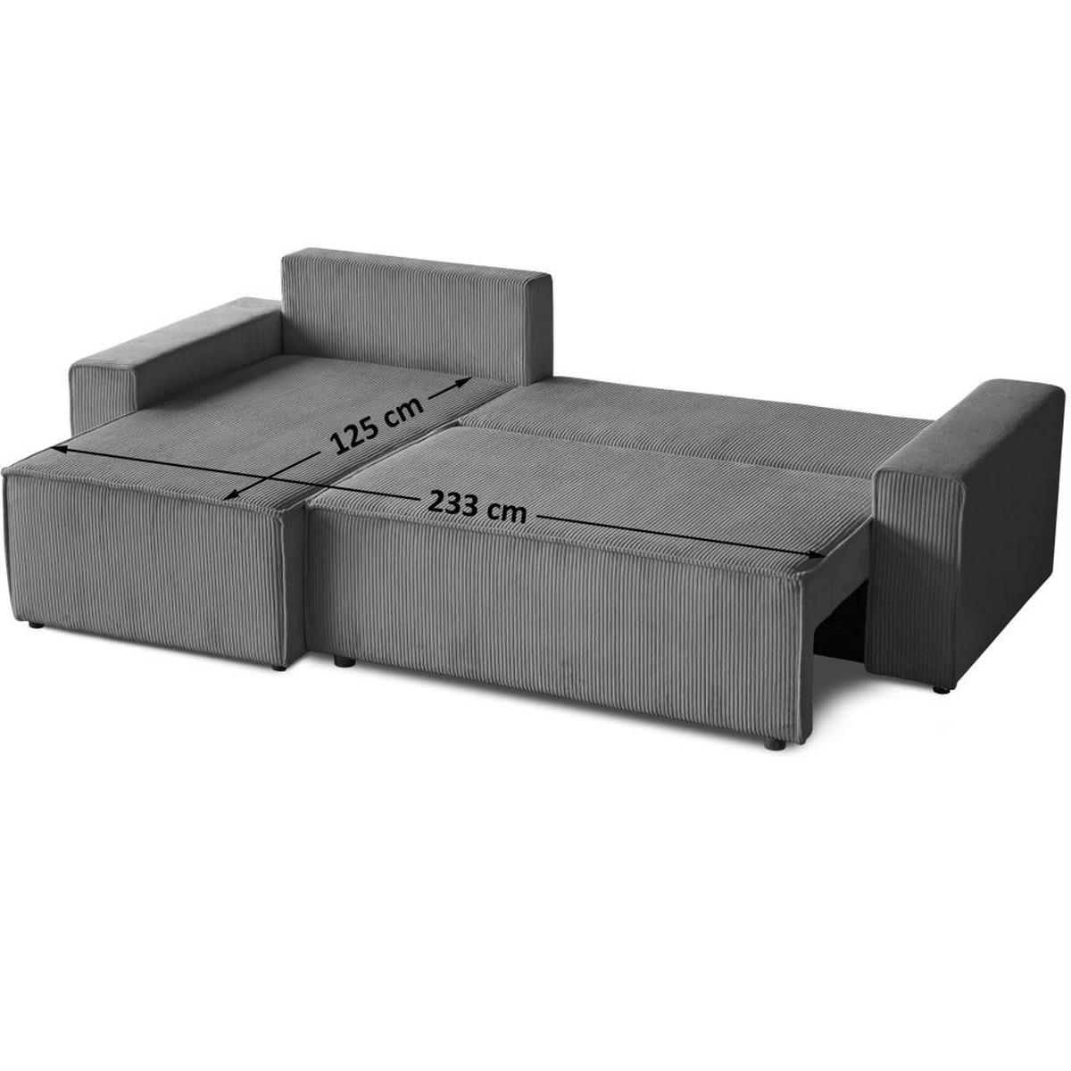 ECKSCHLAFSOFA mit Schlaffunktion Hektor, 277 cm, Ottomane 100 cm, grau - Schwarz/Grau, Kunststoff/Textil (277/152cm) - Beautysofa
