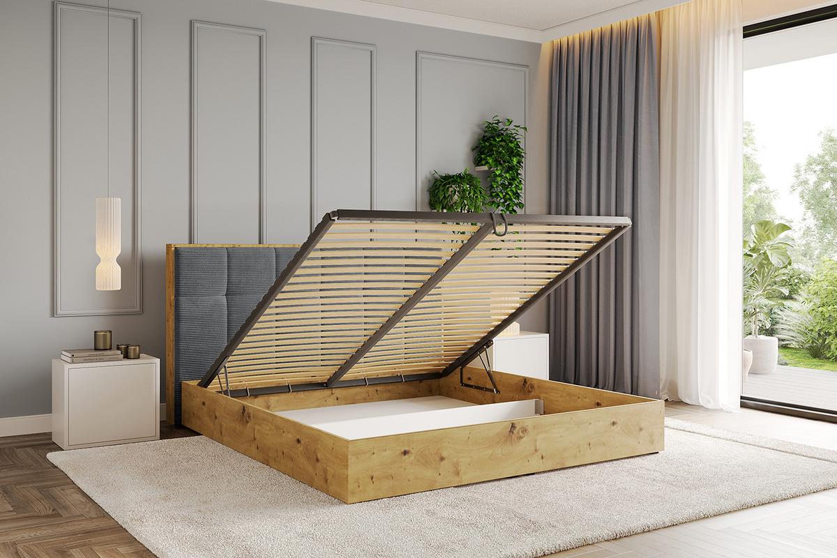 POLSTERBETT mit Bettkasten und Lattenrost, Bett mit Matratze H3/H4 - ENZO7 120x200 - Graphitfarben, Holzwerkstoff/Textil (120/200cm) - ALTDECOR
