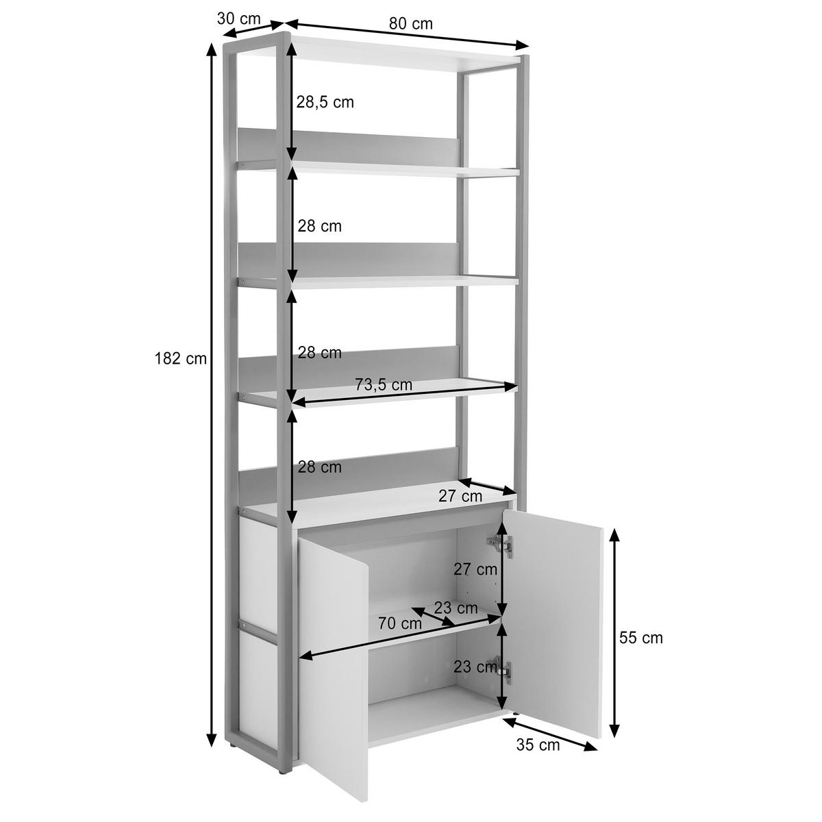 BÜCHERREGAL Boreo aus Metall mit 2 Türen, 80 cm, Kaschmir+Hellbraun - Kaschmir/Hellbraun, Metall (80/192/30cm) - Beautysofa