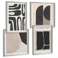 BILDER SET 4er Set - 50x50 cm & 40x60 cm Silberner Rahmen - Abstrakte minimalistische Poster - Silberfarben, Kunststoff (50/50cm) - TULUP