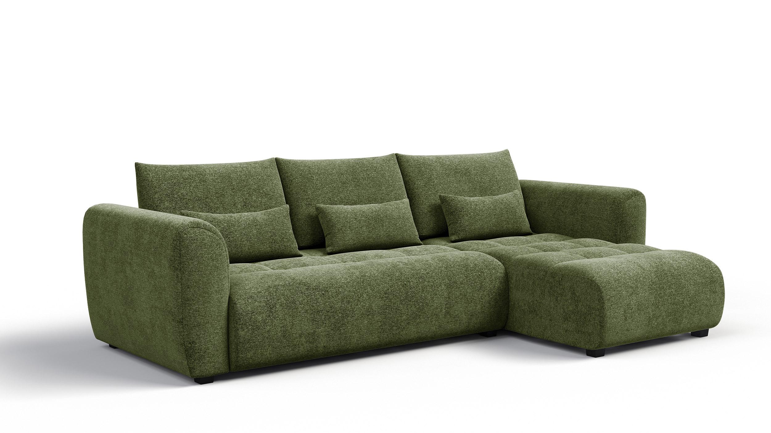 ECKSOFA SORENO 4-Sitzer, dunkelgrün - Dunkelgrün/Schwarz, Holz/Textil (293/171cm) - Wozimo