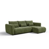 ECKSOFA SORENO 4-Sitzer, dunkelgrün - Dunkelgrün/Schwarz, Holz/Textil (293/171cm) - Wozimo
