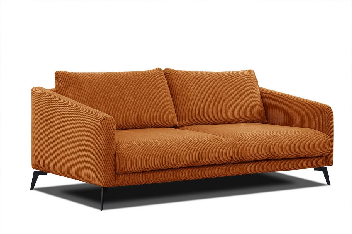 SOFA VILT 3-Sitzer, orange - Schwarz/Orange, Holzwerkstoff/Textil (202/89/94cm) - Wozimo