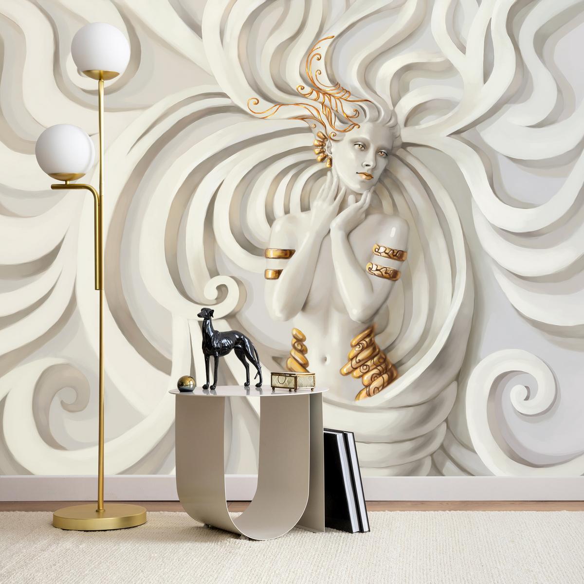 FOTOTAPETE Medusa Abstraktion 3D Effekt 200x140 - Beige, Papier (200/140cm) - Muralo