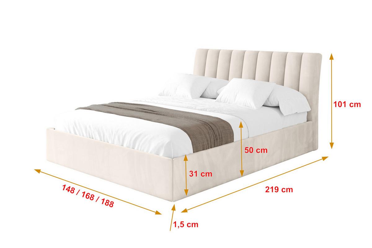 POLSTERBETT mit Bettkasten und Lattenrost, Bett mit Matratze H3/H4 - ILAN 180x200 Beige - Greige, Holzwerkstoff/Textil (180/200cm) - ALTDECOR