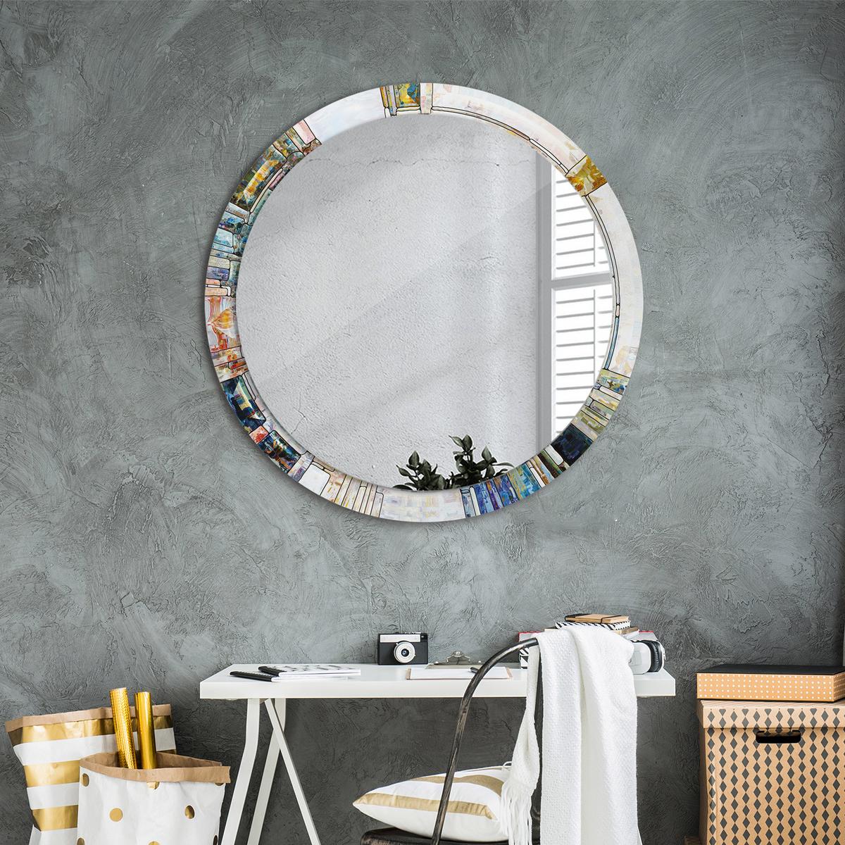 SPIEGEL Ø90 cm Rund mit Aufdruck - Perlmutt, Glas (90/90/0.4cm) - TULUP