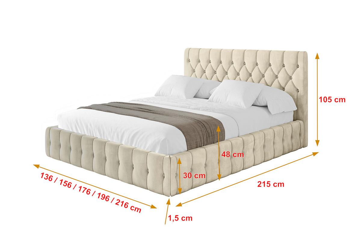 POLSTERBETT mit Bettkasten und Lattenrost, Boxbett ohne Matratze - LARO 180x200 Beige - Ecru, Holzwerkstoff/Textil (180/200cm) - ALTDECOR