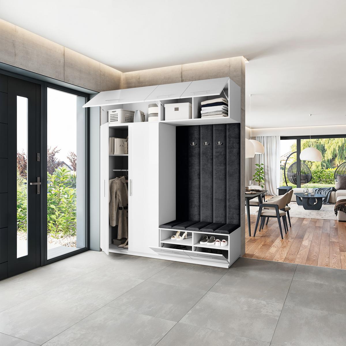 GARDEROBENSCHRANK REMA 200/240/60 cm Modern Weiß - Schwarz/Weiß, Holzwerkstoff (200/240/60cm) - MASSENO