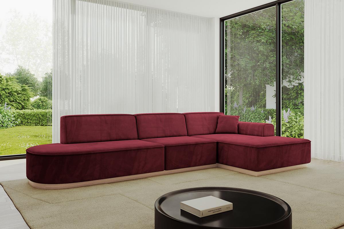 ECKSOFA Ottomane Rechts IREA-L2 - 327x165x80 cm Bordeauxrot - Bordeaux, Holzwerkstoff/Textil (327/165cm) - ALTDECOR